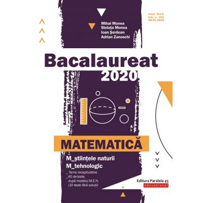 Bacalaureat 2020 Matematică M_ştiinţele-naturii, M_tehnologic